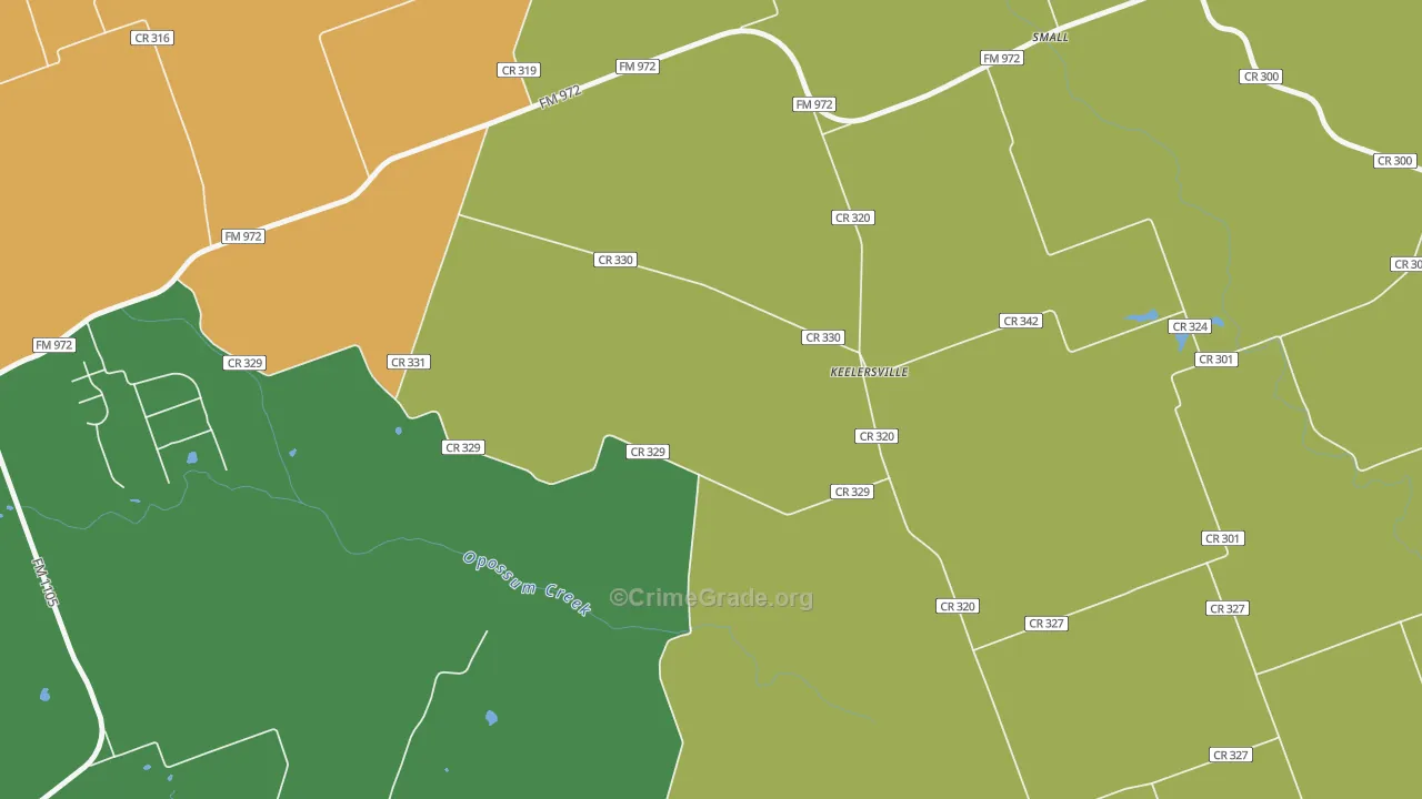 Walburg, TX Map of Robbery Rates