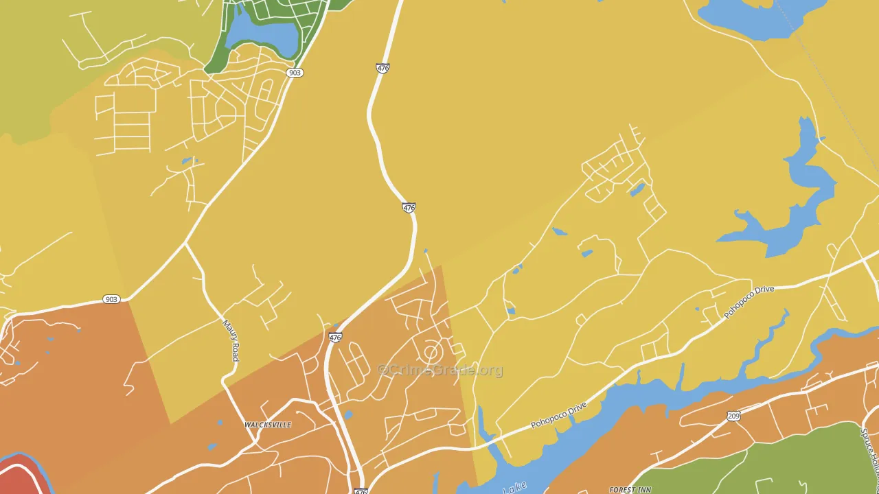 Walcksville, PA Map of Robbery Rates