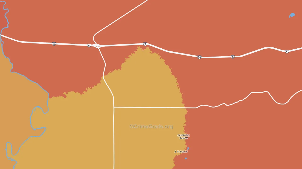 Walcott, WY Map of Robbery Rates