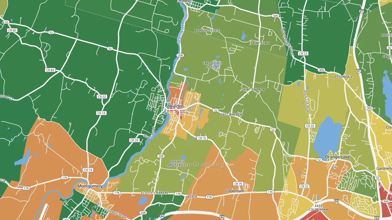 Walden, NY Map of Robbery Rates
