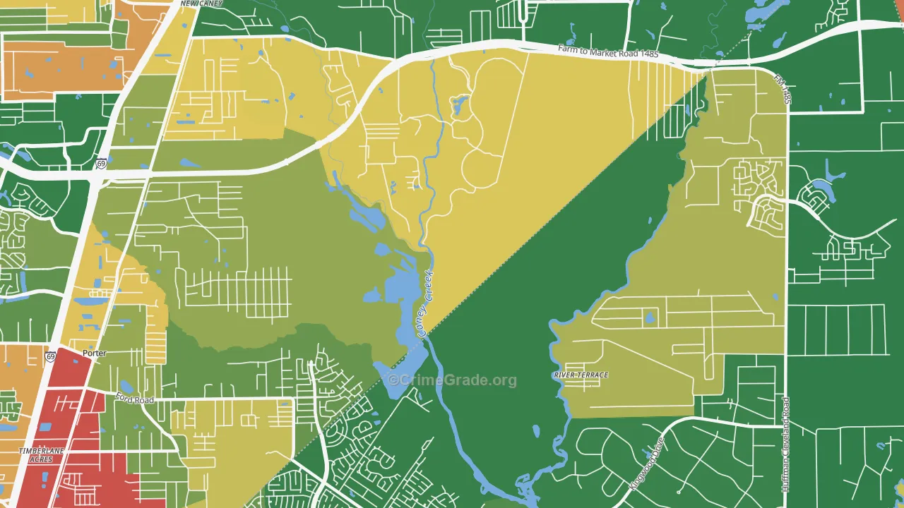 Walden Woods, TX Map of Robbery Rates