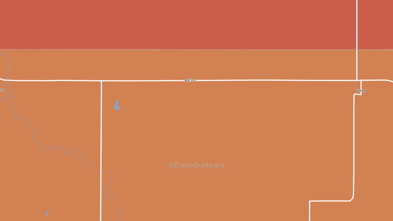 Waldo, KS Map of Robbery Rates
