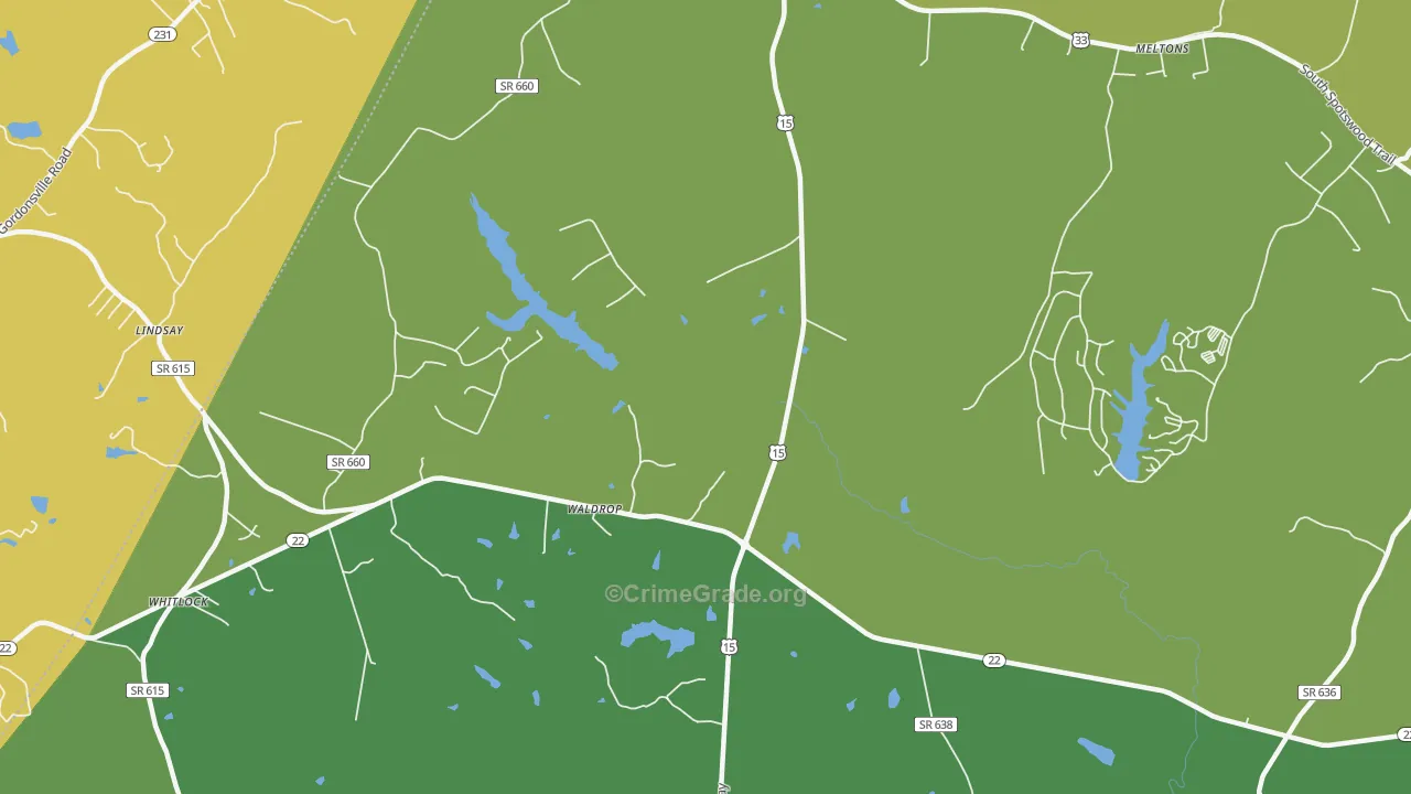Waldrop, VA Map of Robbery Rates