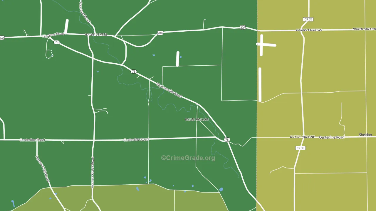 Wales Hollow, NY Map of Robbery Rates