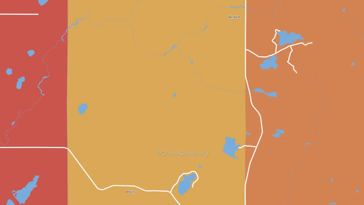 Wales, MN Map of Robbery Rates