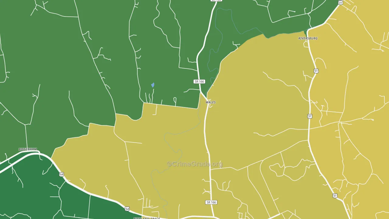 Wales, TN Map of Robbery Rates