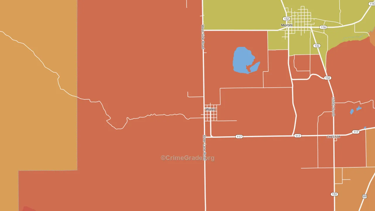 Wales, UT Map of Robbery Rates