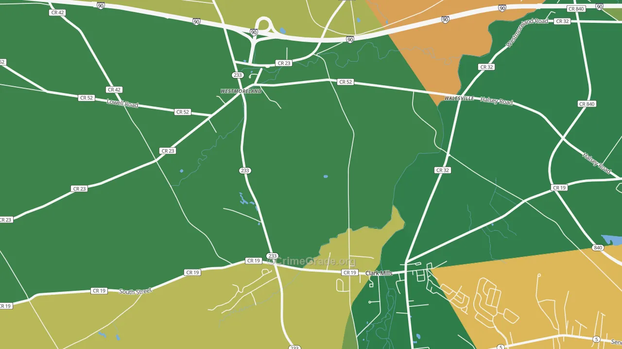 Walesville, NY Map of Robbery Rates