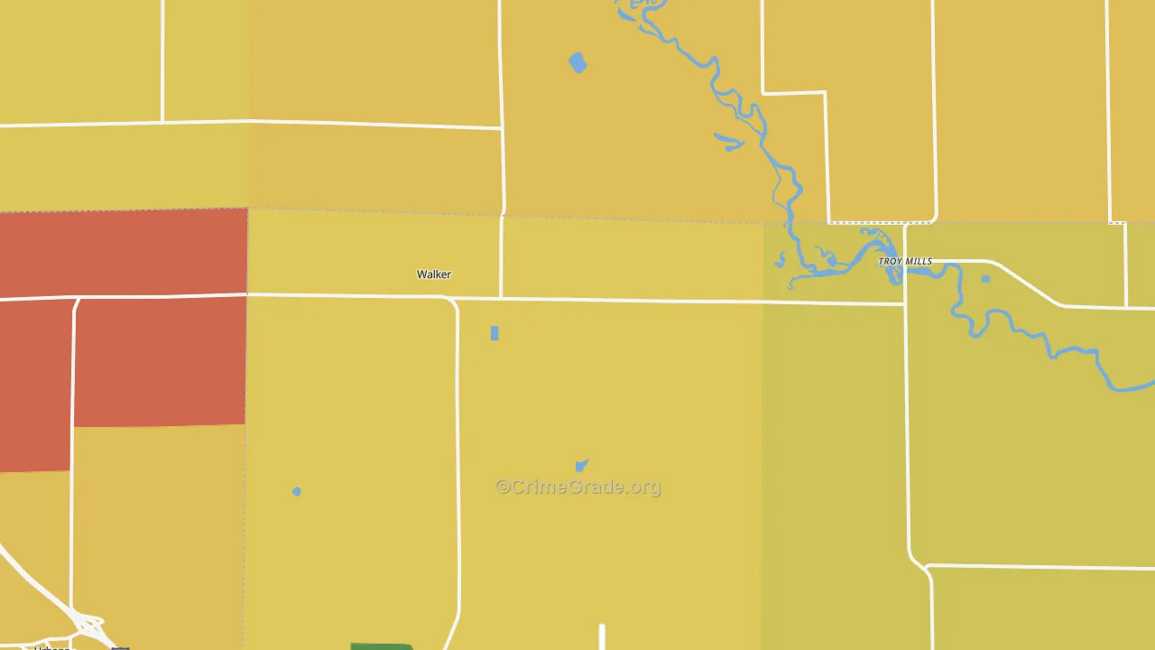 Walker, IA Map of Robbery Rates