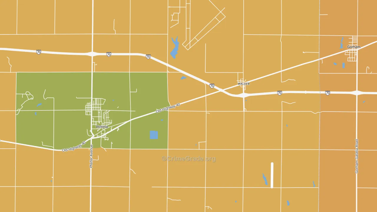 Walker, KS Map of Robbery Rates