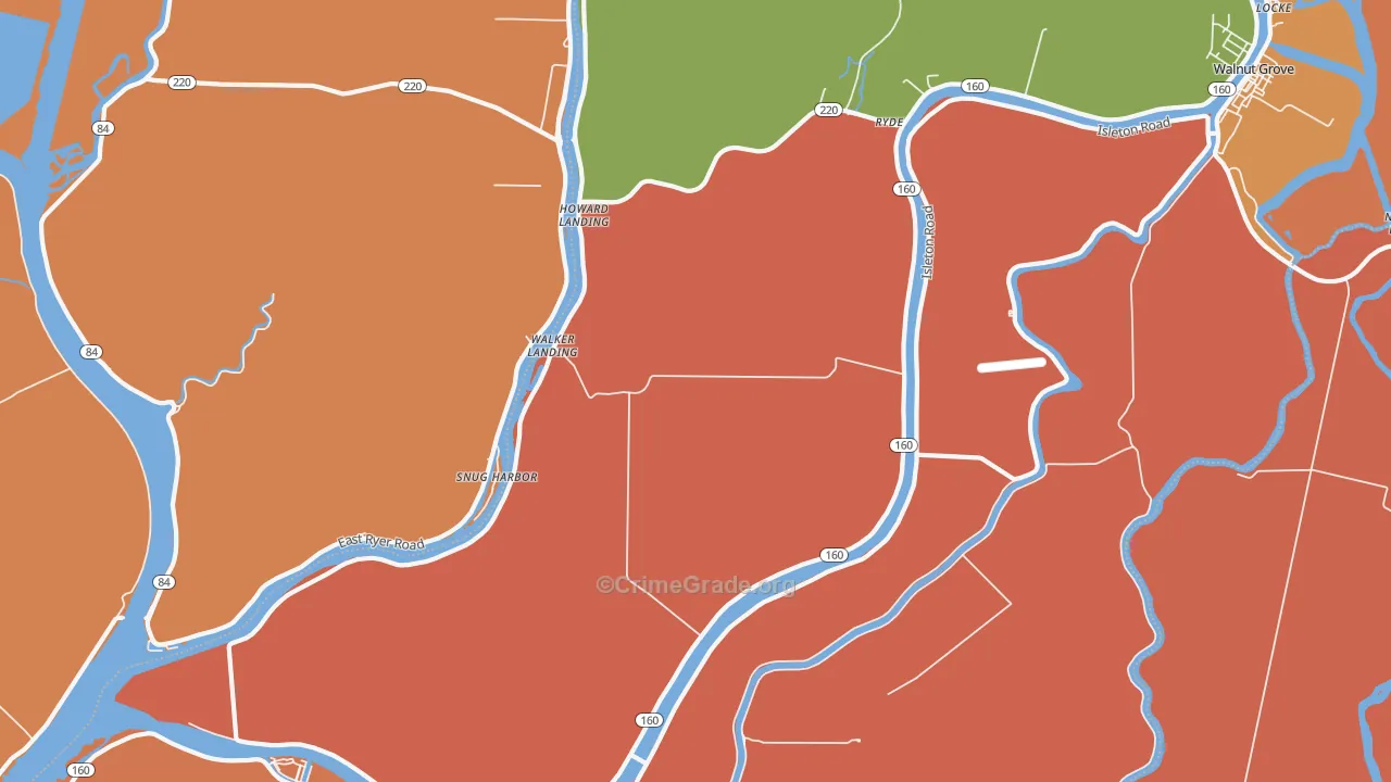 Walker Landing, CA Map of Robbery Rates