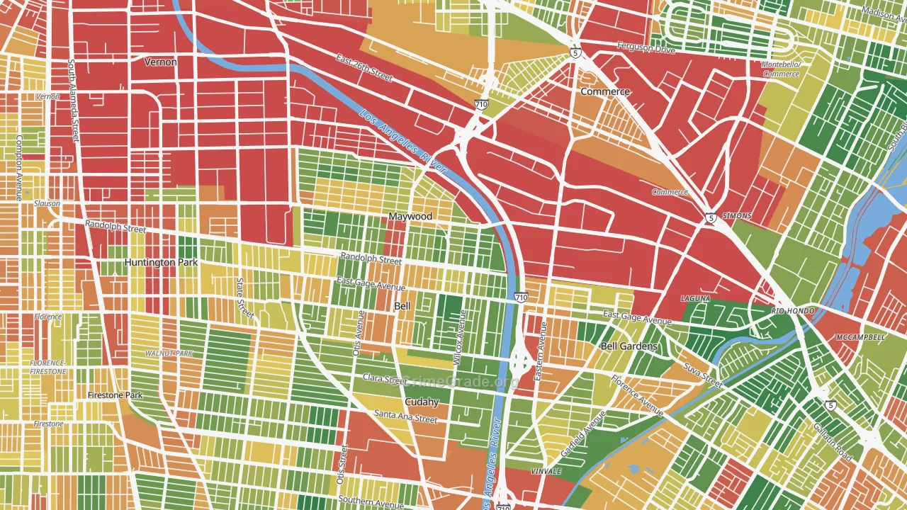 Walker, Maywood, CA Map of Robbery Rates