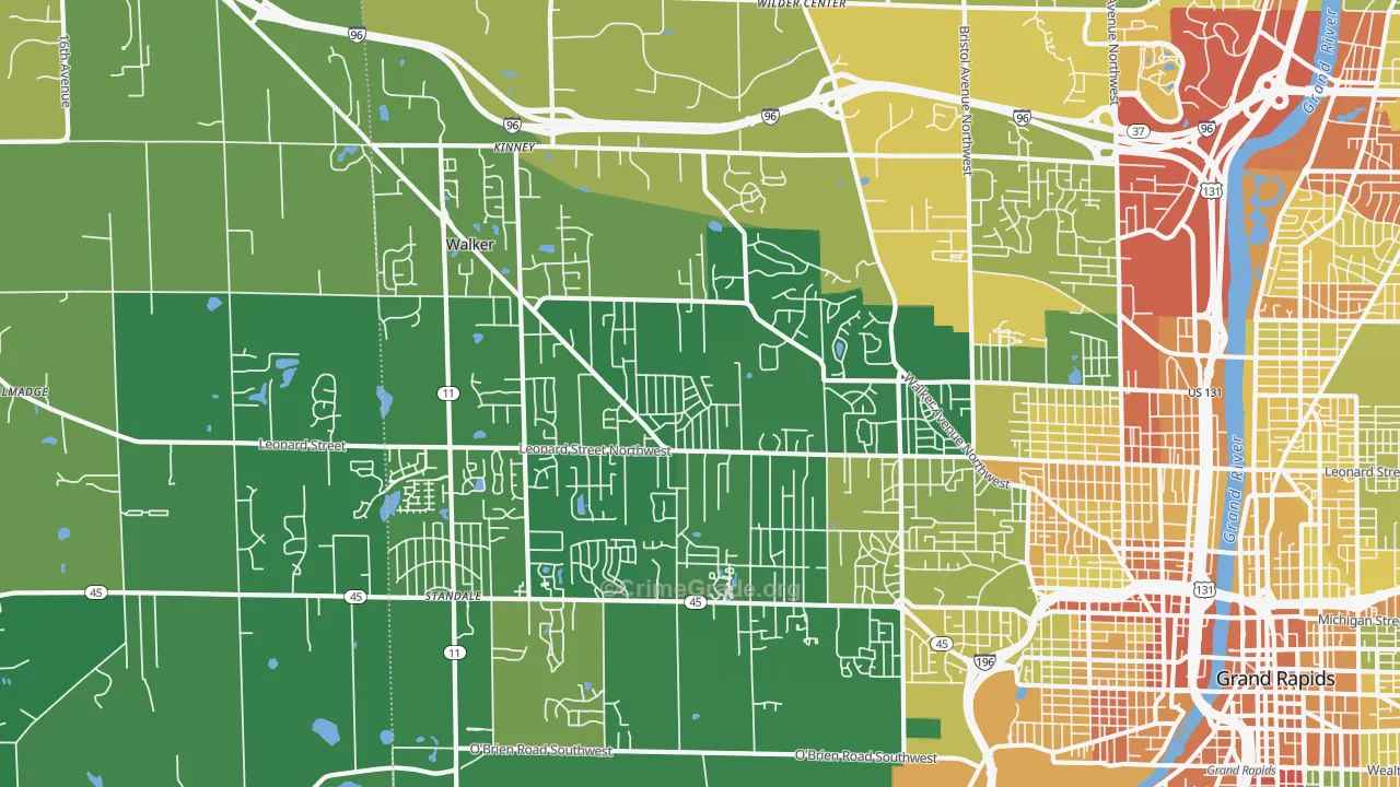 Walker, MI Map of Robbery Rates