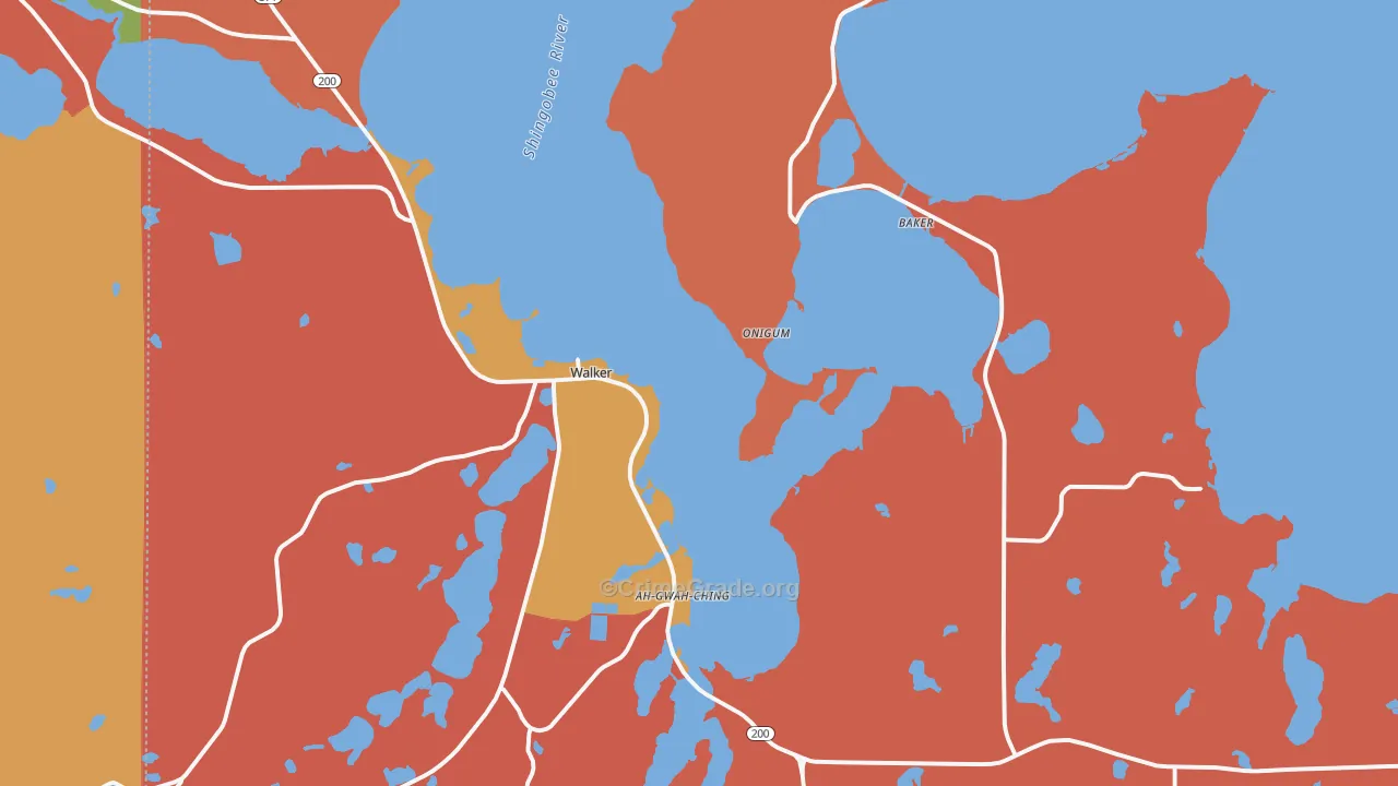 Walker, MN Map of Robbery Rates