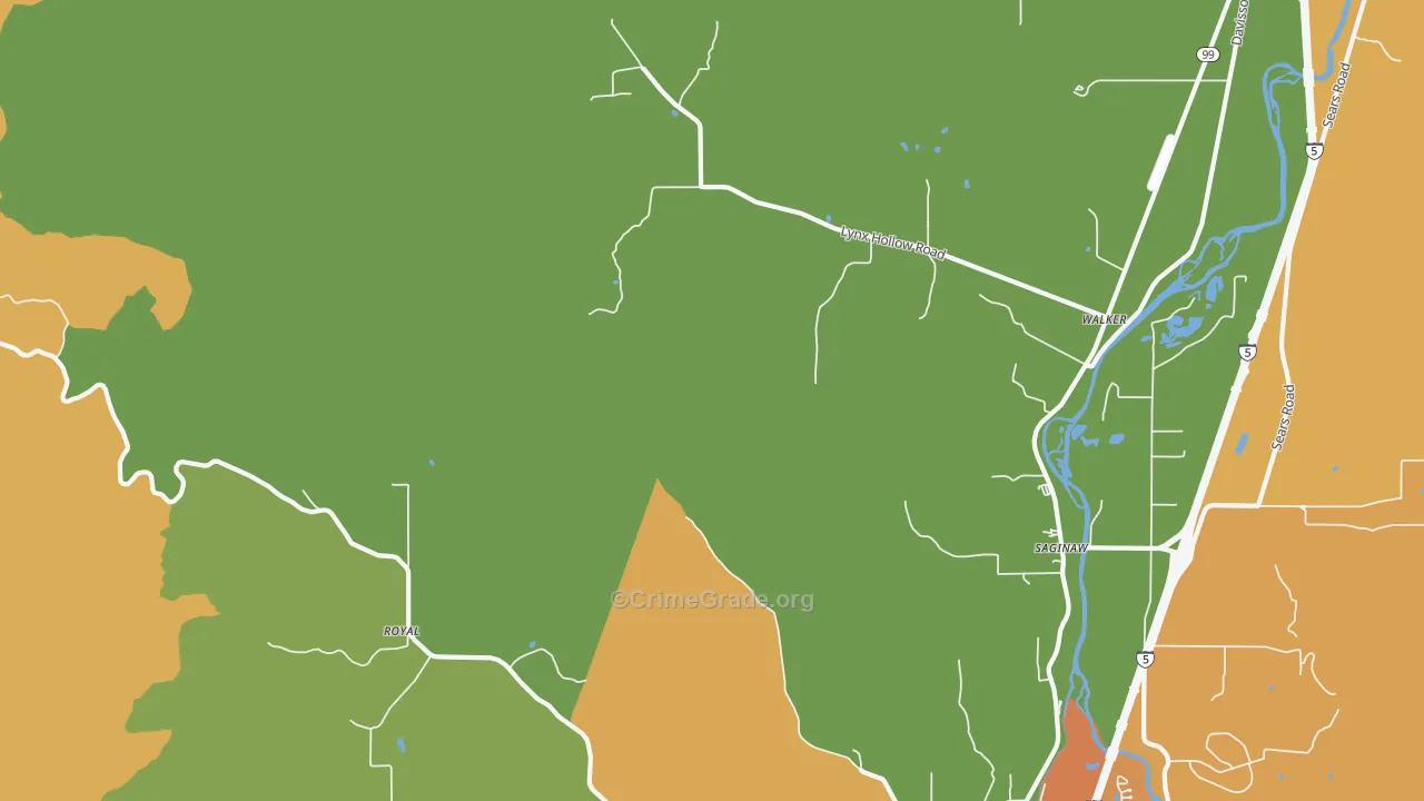 Walker, OR Map of Robbery Rates