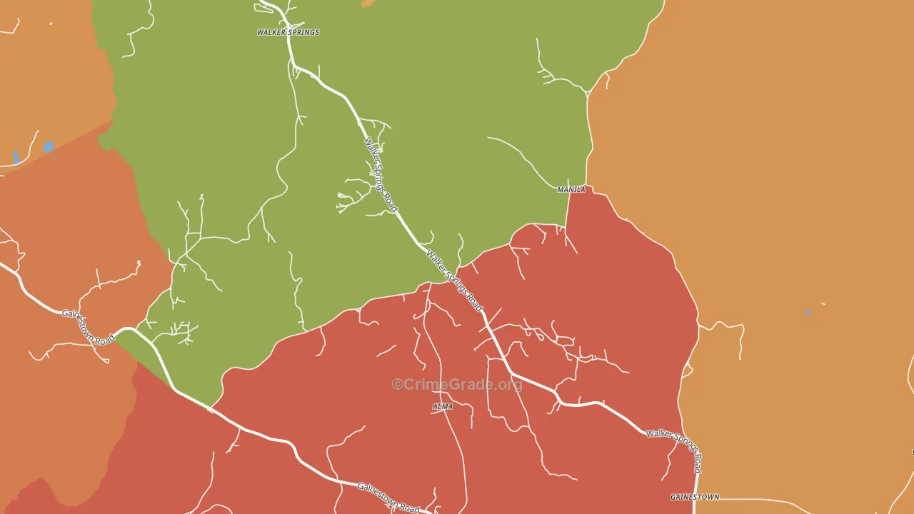 Walker Springs, AL Map of Robbery Rates