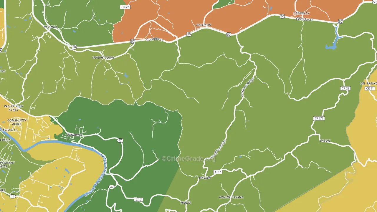 Walker, WV Map of Robbery Rates