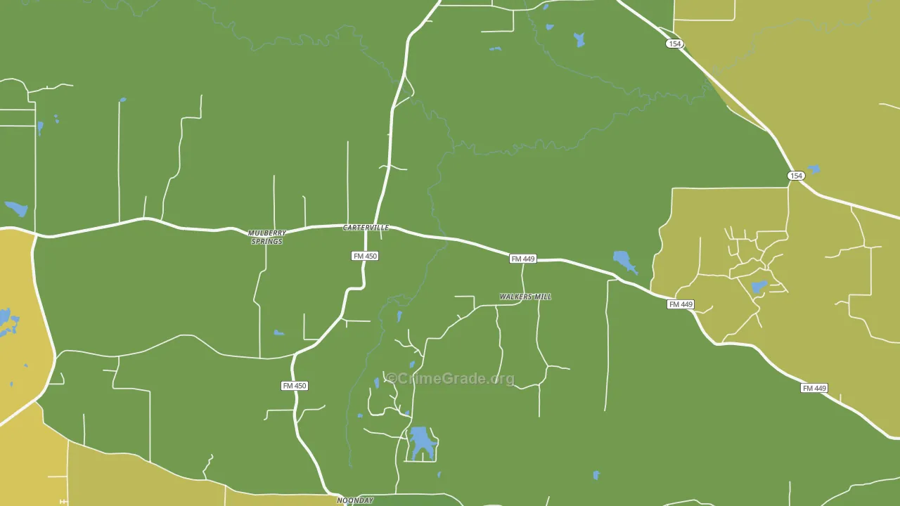 Walkers Mill, TX Map of Robbery Rates