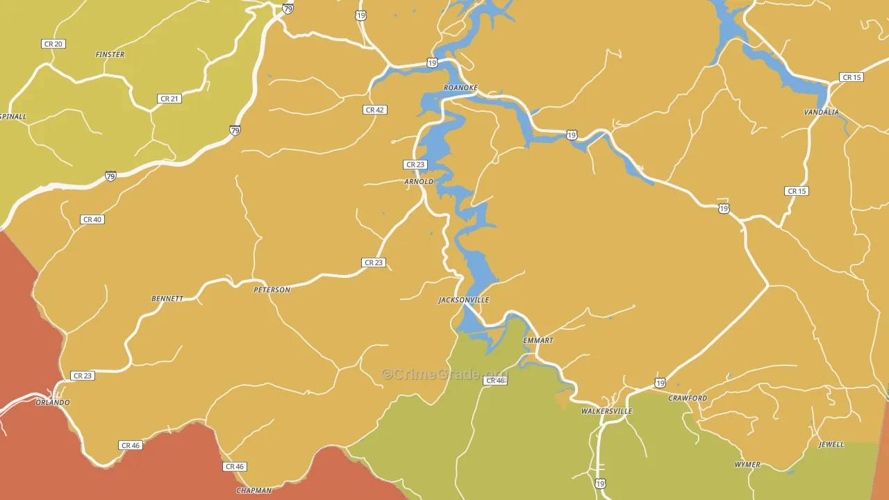 Walkersville, WV Map of Robbery Rates