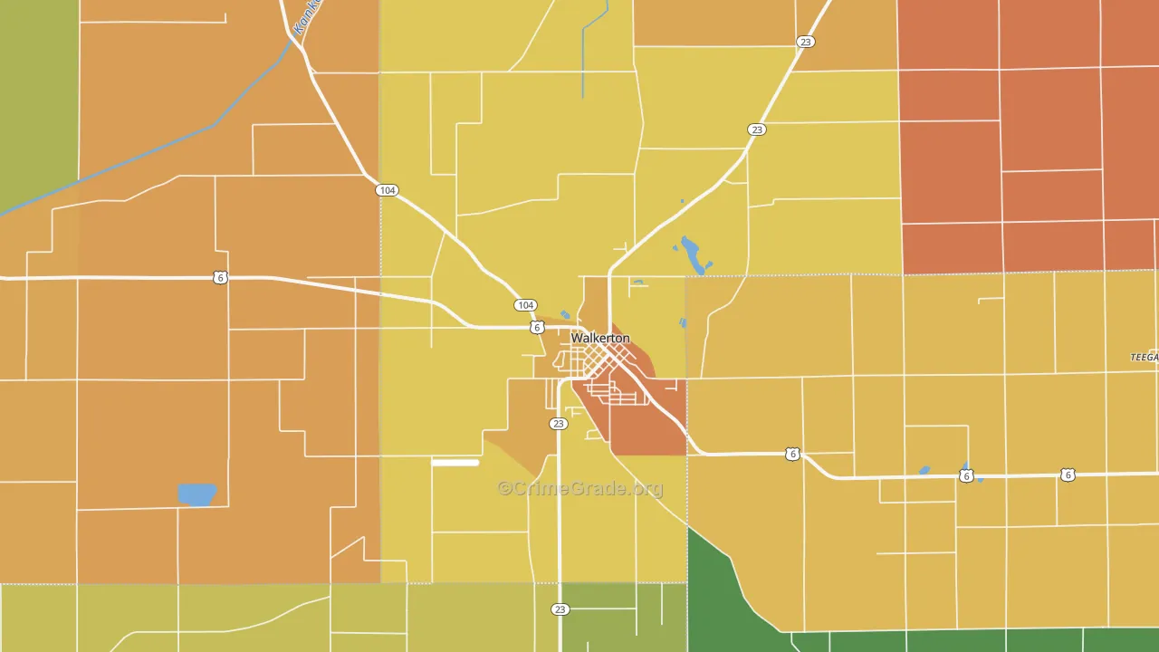Walkerton, IN Map of Robbery Rates