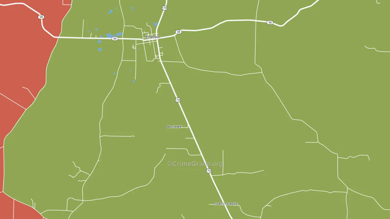 Walkerville, AR Map of Robbery Rates