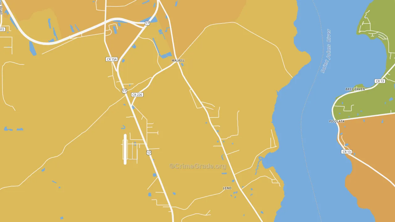 Walkill, FL Map of Robbery Rates
