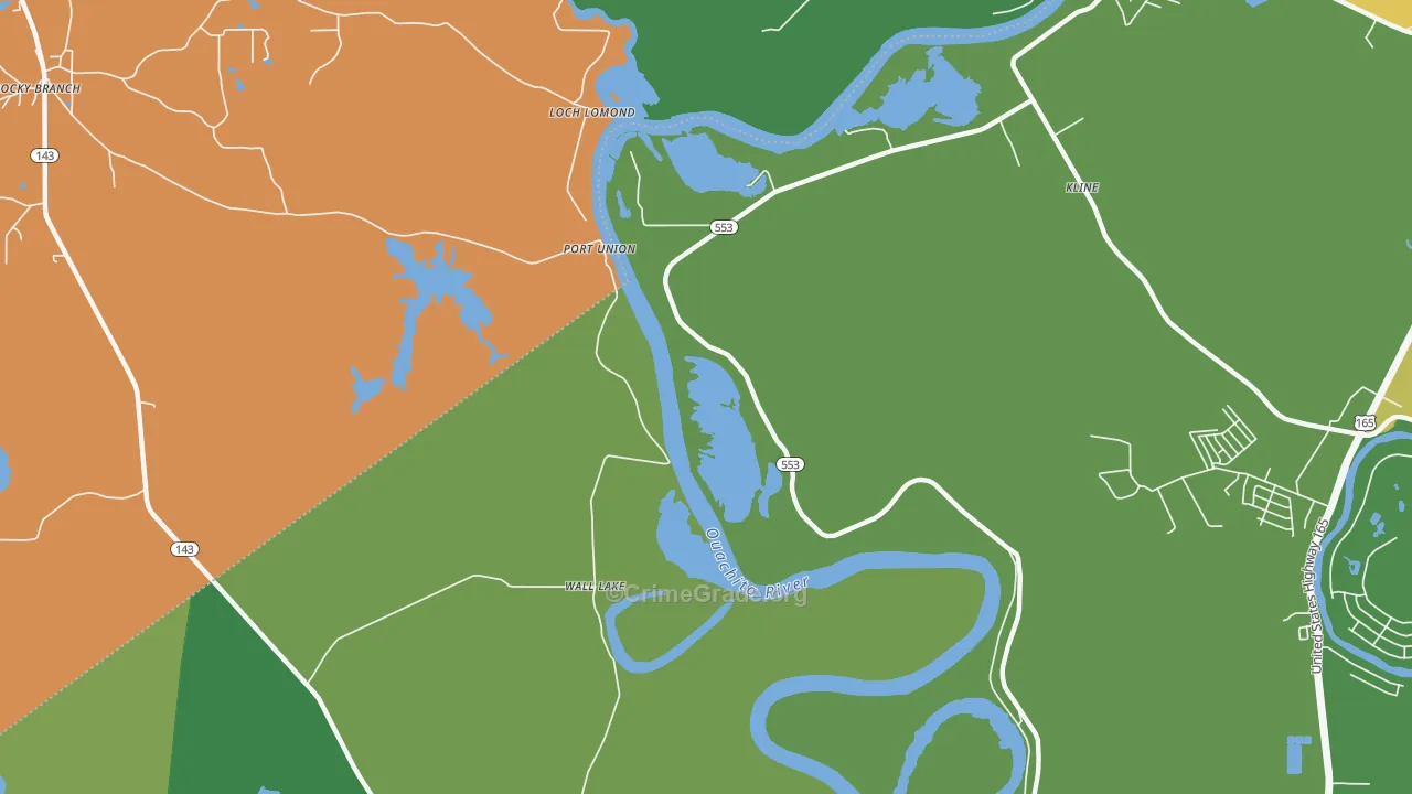 Wall Lake, LA Map of Robbery Rates