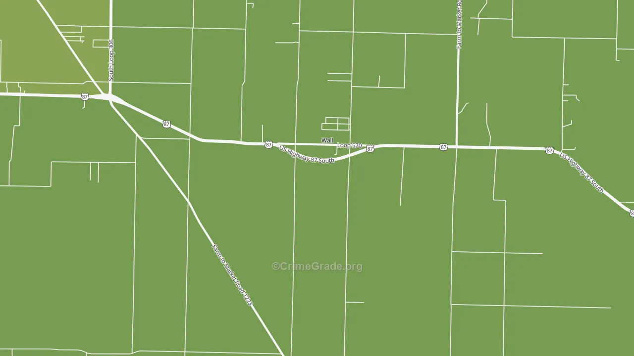 Wall, TX Map of Robbery Rates