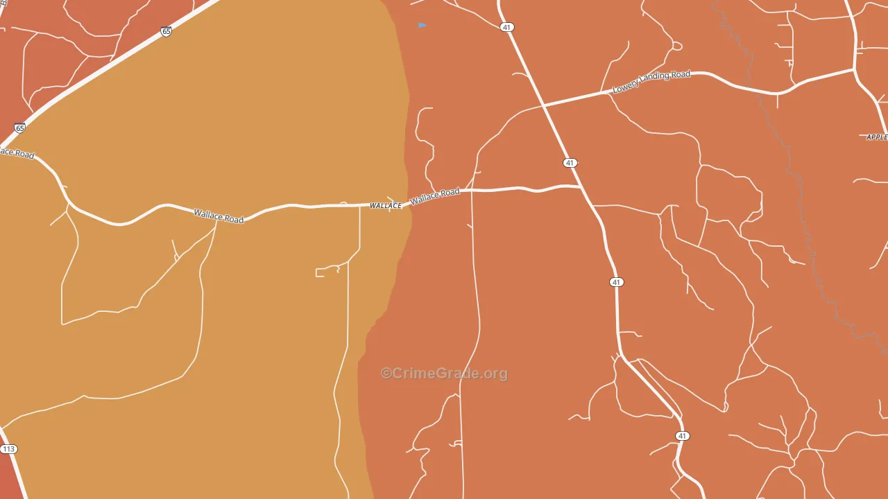 Wallace, AL Map of Robbery Rates