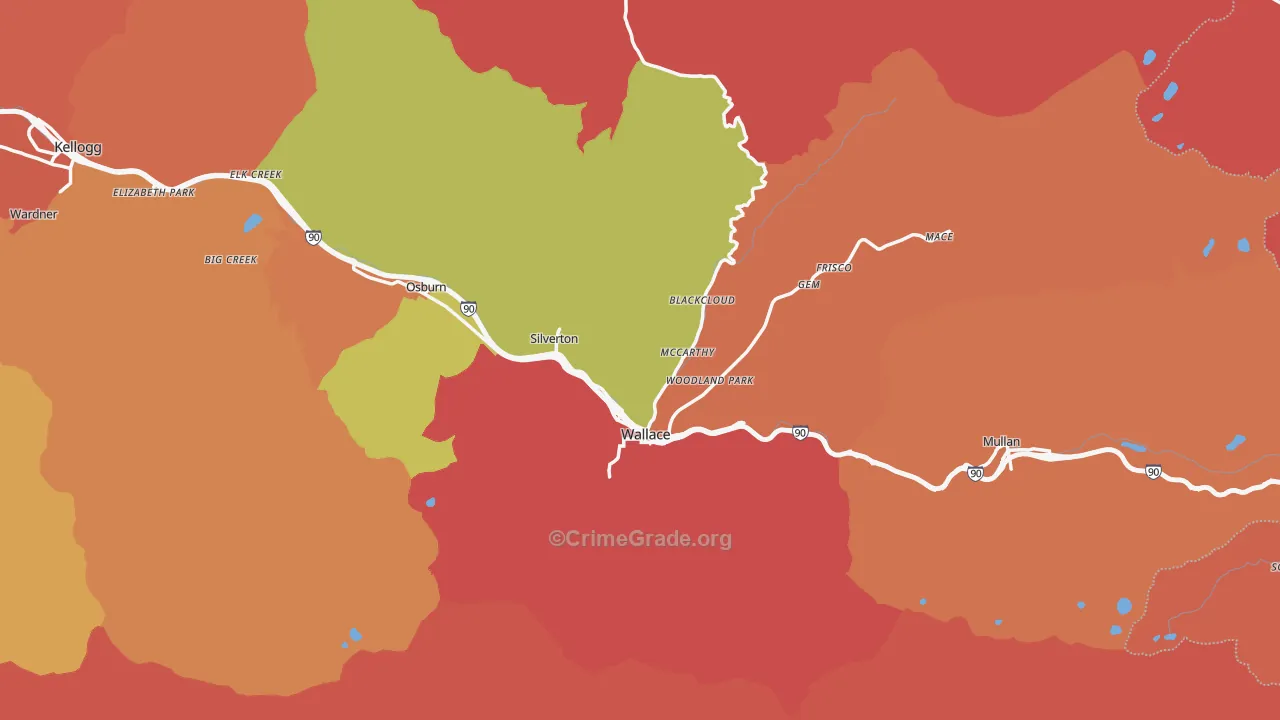 Wallace, ID Map of Robbery Rates