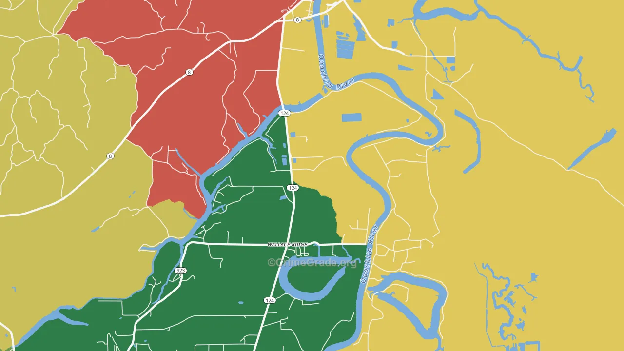 Wallace Ridge, LA Map of Robbery Rates