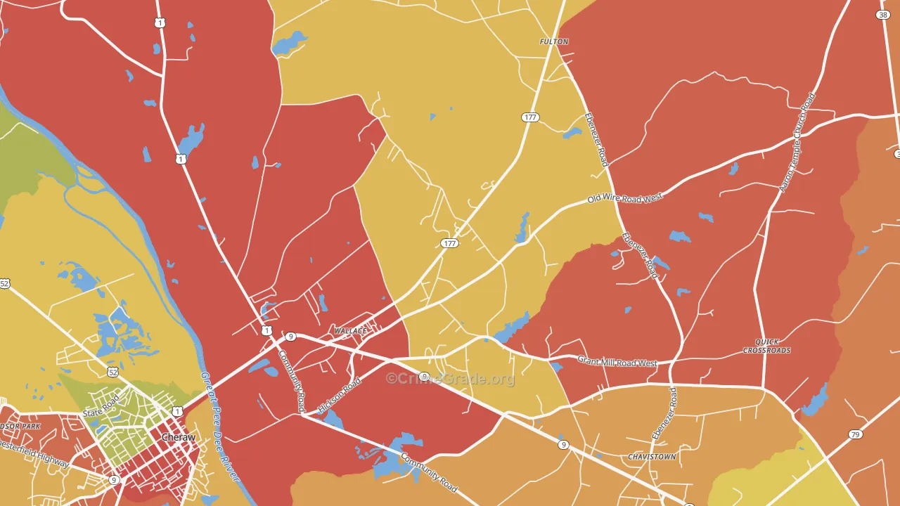 Wallace, SC Map of Robbery Rates