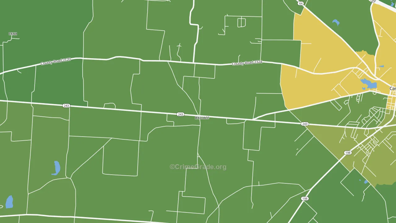 Wallace, TX Map of Robbery Rates