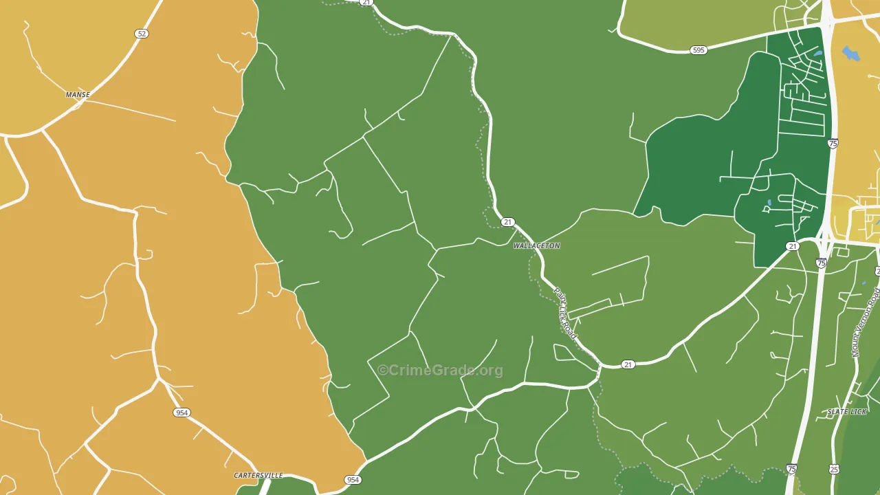 Wallaceton, KY Map of Robbery Rates