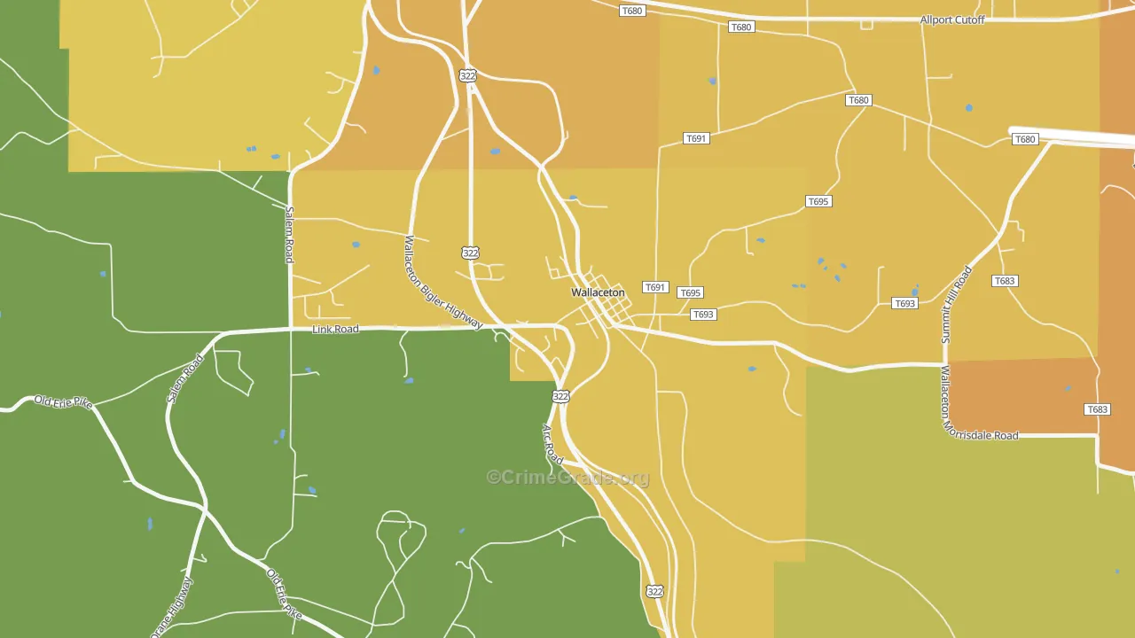 Wallaceton, PA Map of Robbery Rates