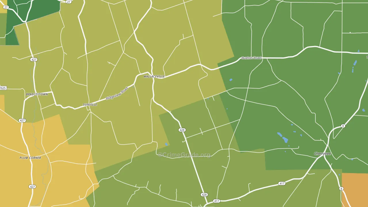 Wallaceville, PA Map of Robbery Rates