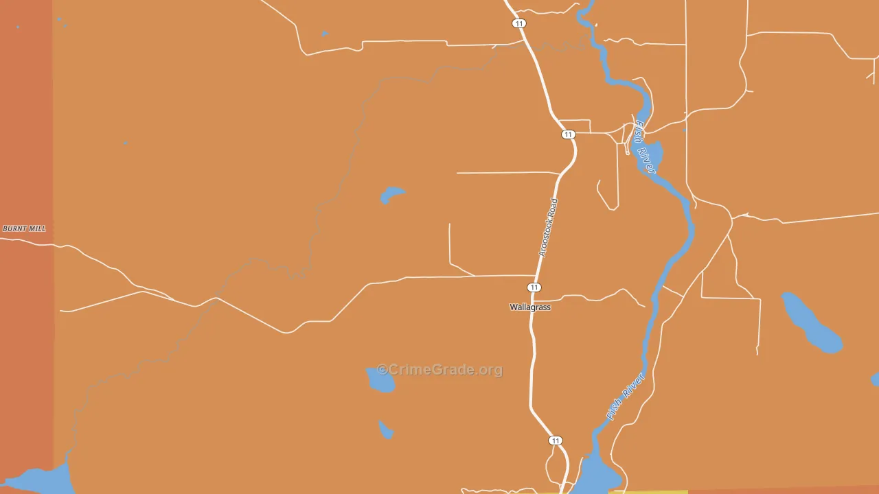 Wallagrass, ME Map of Robbery Rates