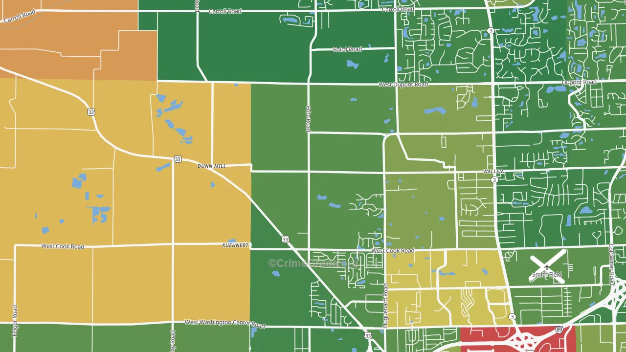 Wallen, IN Map of Robbery Rates