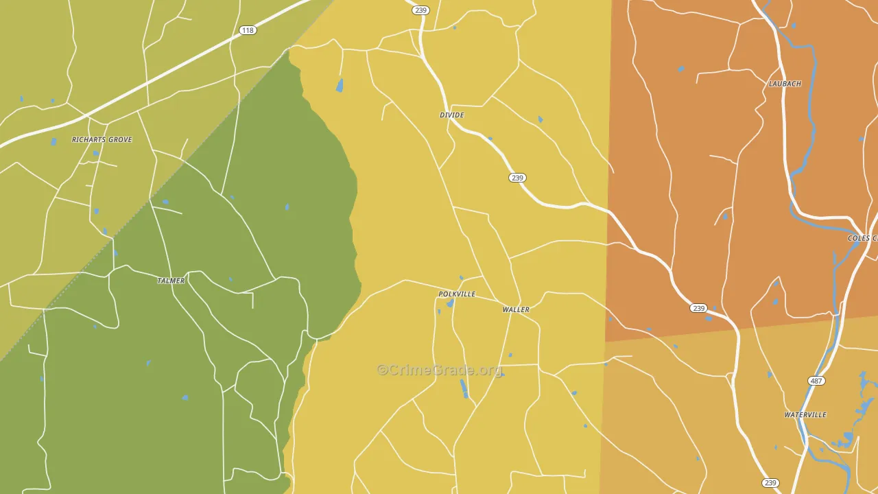 Waller, PA Map of Robbery Rates