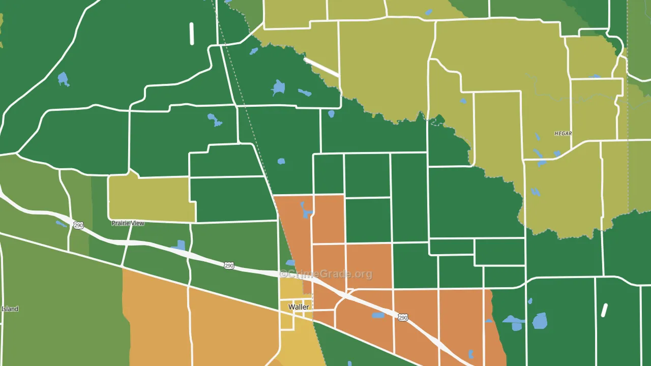 Waller, TX Map of Robbery Rates