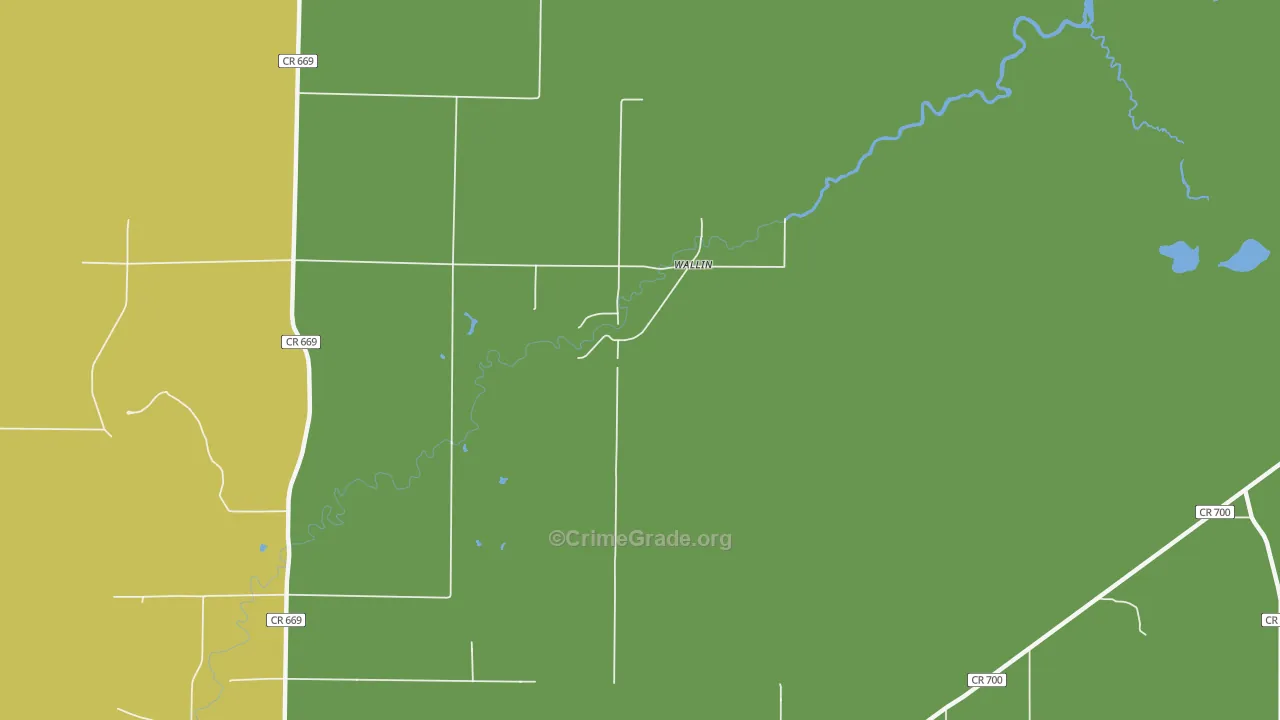 Wallin, MI Map of Robbery Rates