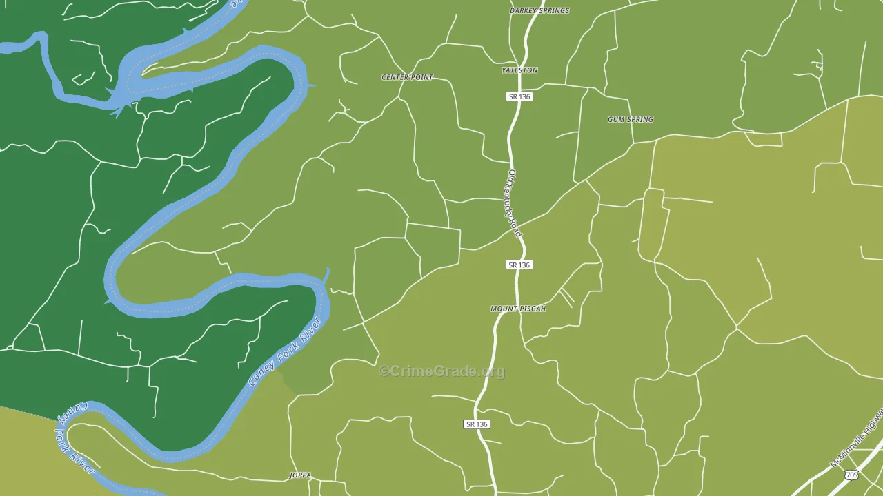 Walling, TN Map of Robbery Rates