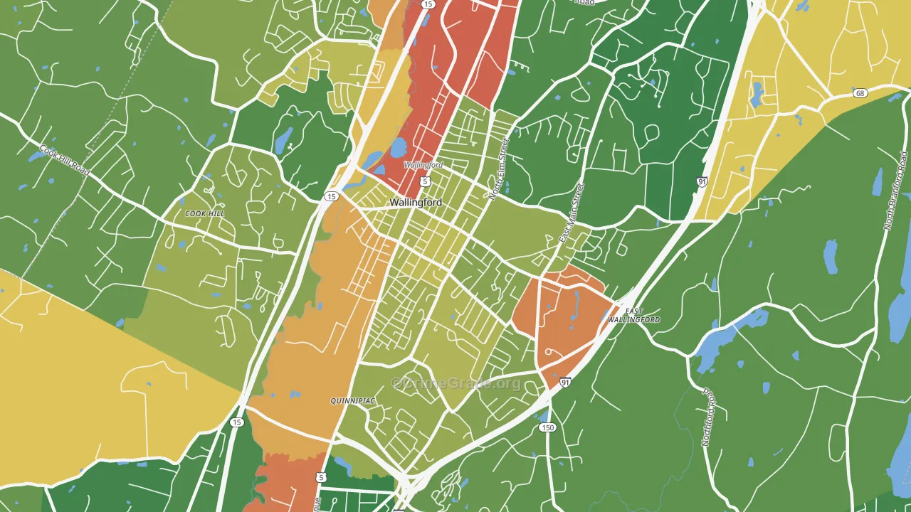 Wallingford Center, CT Map of Robbery Rates