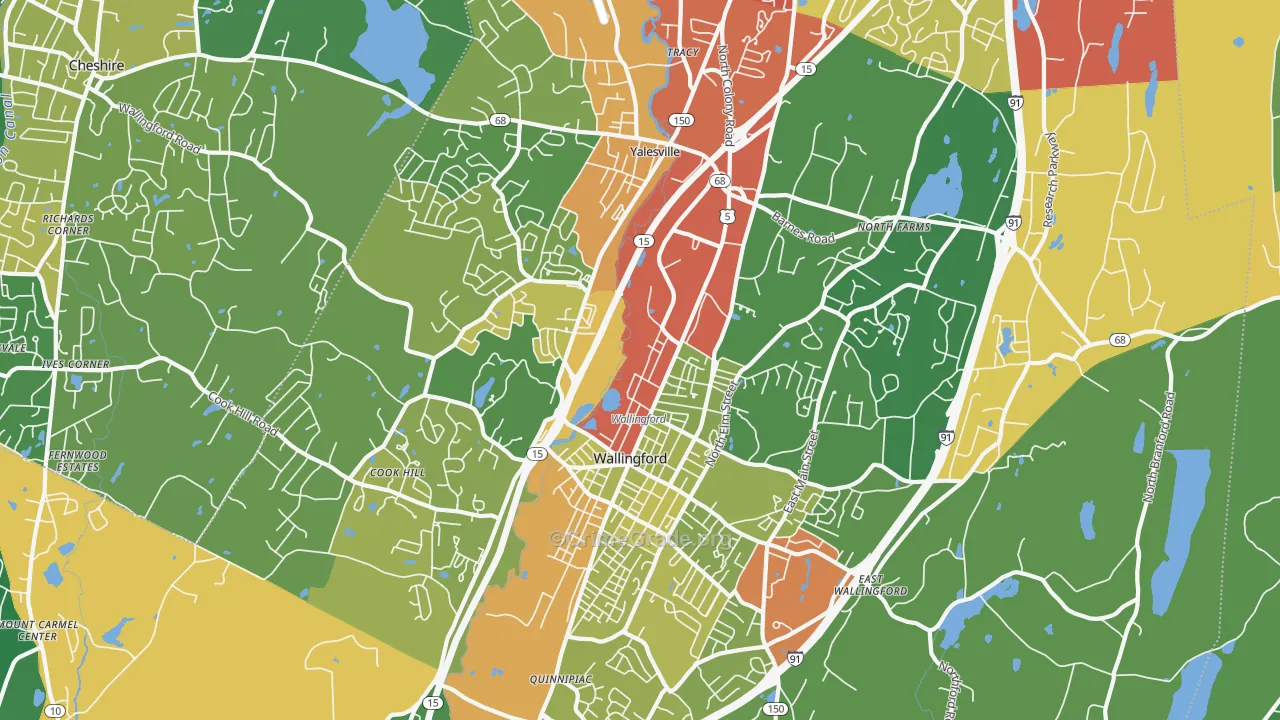 Wallingford, CT Map of Robbery Rates