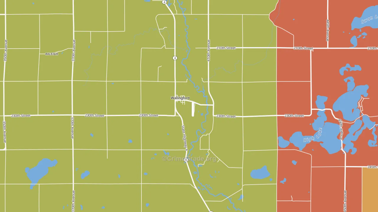 Wallingford, IA Map of Robbery Rates