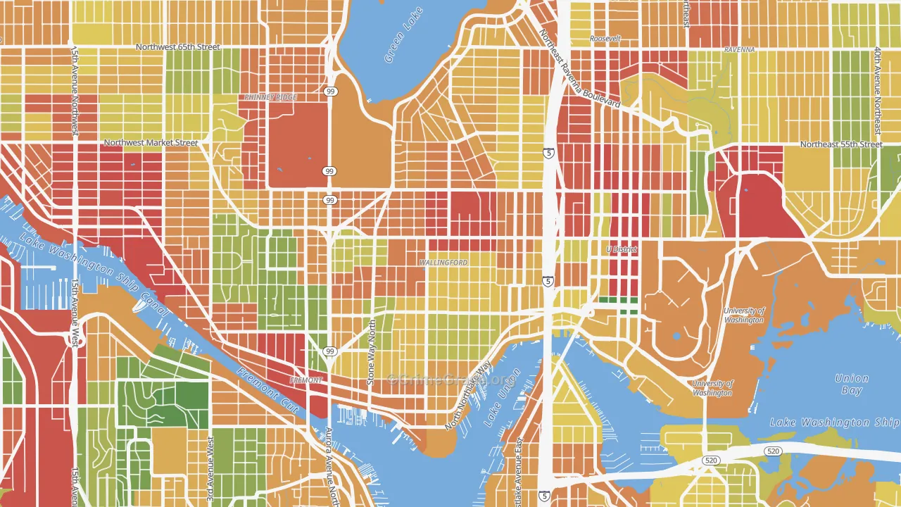 Wallingford, Seattle, WA Map of Robbery Rates