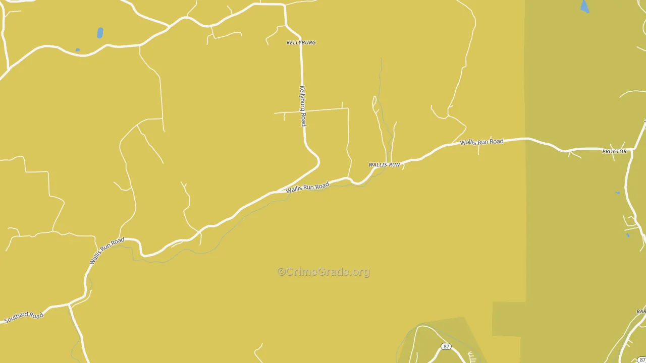 Wallis Run, PA Map of Robbery Rates