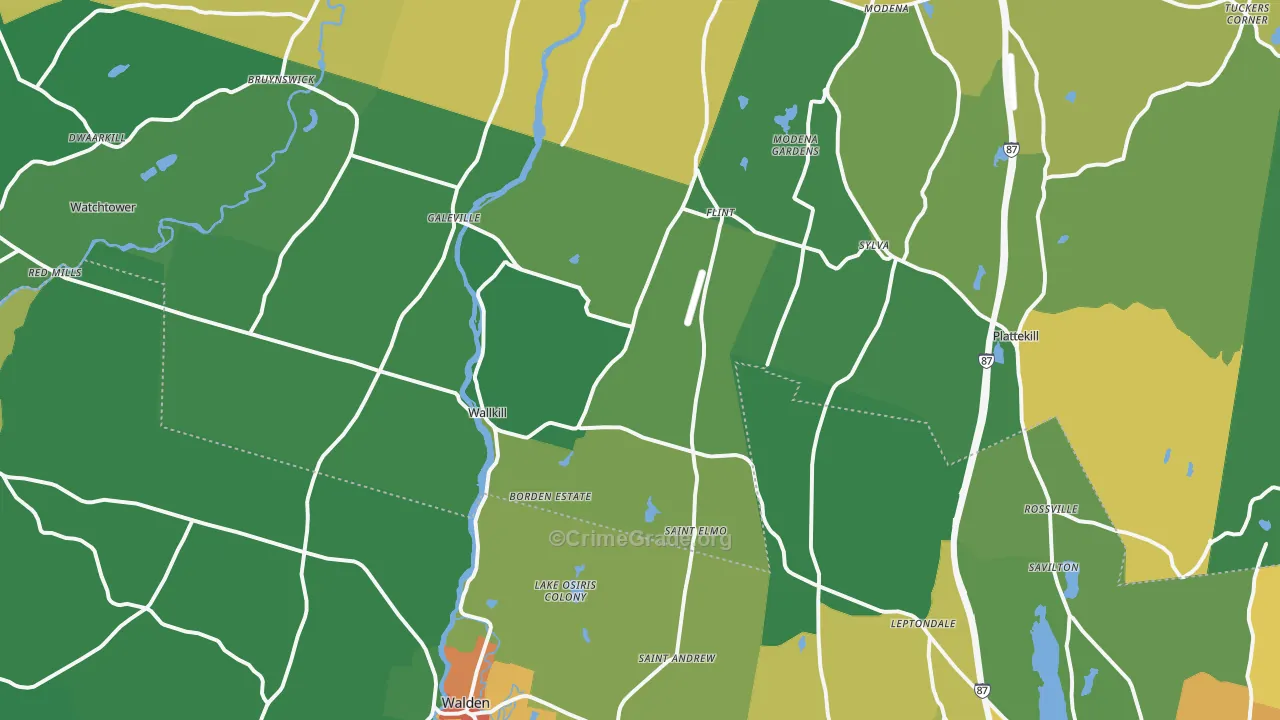 Wallkill, NY Map of Robbery Rates