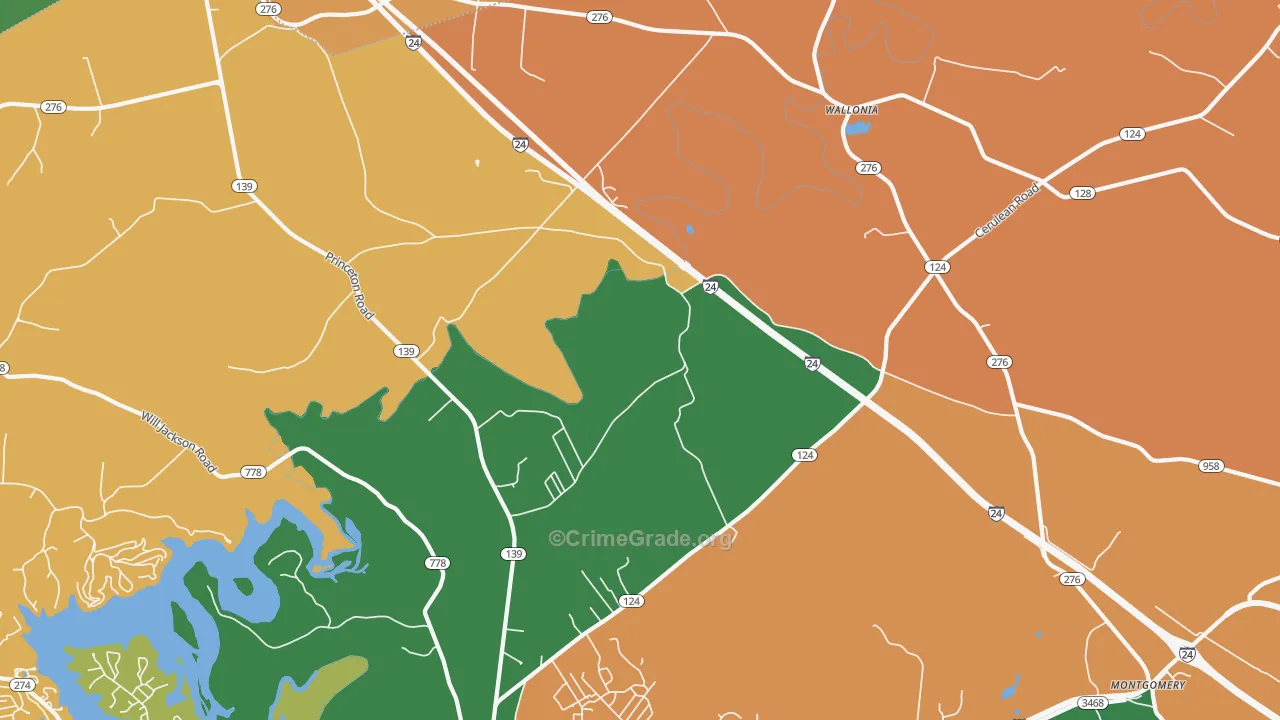 Wallonia, KY Map of Robbery Rates
