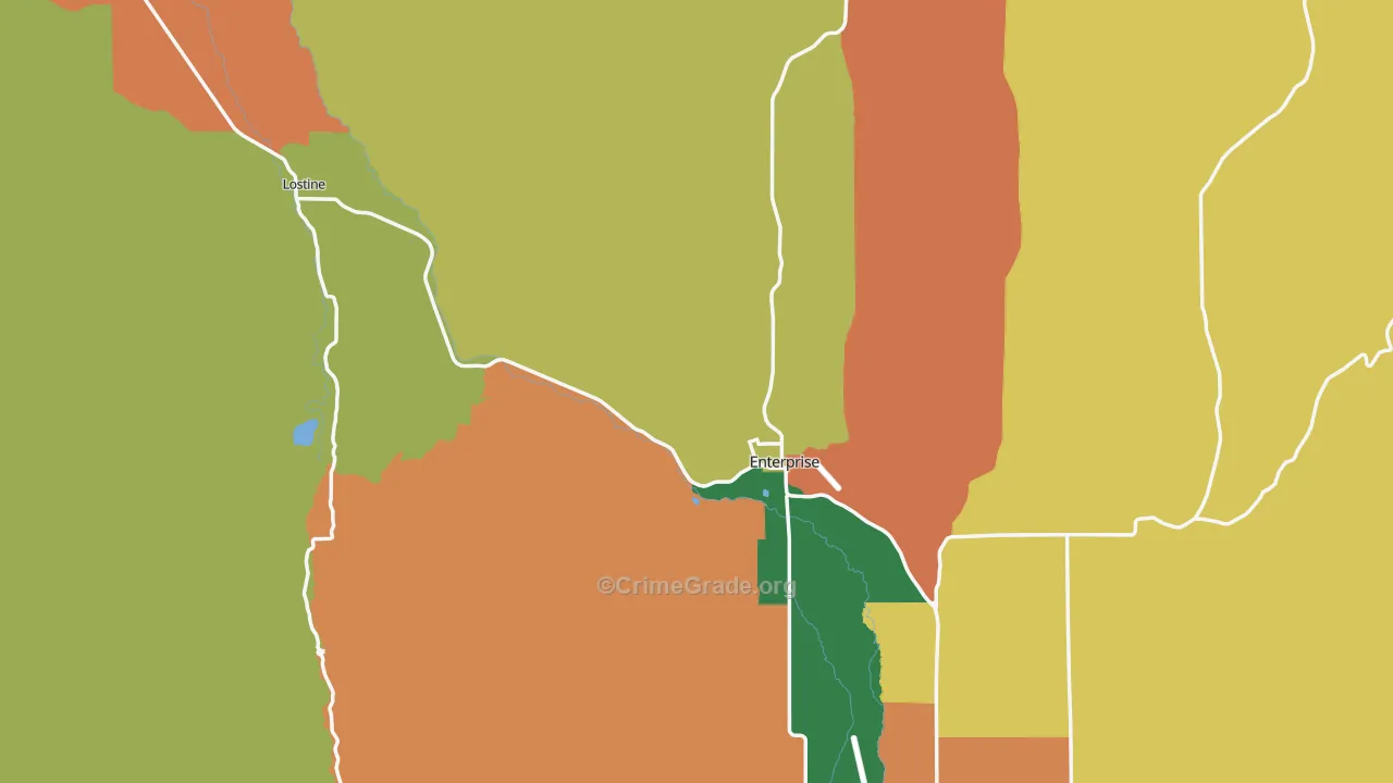 Wallowa County, OR Map of Robbery Rates